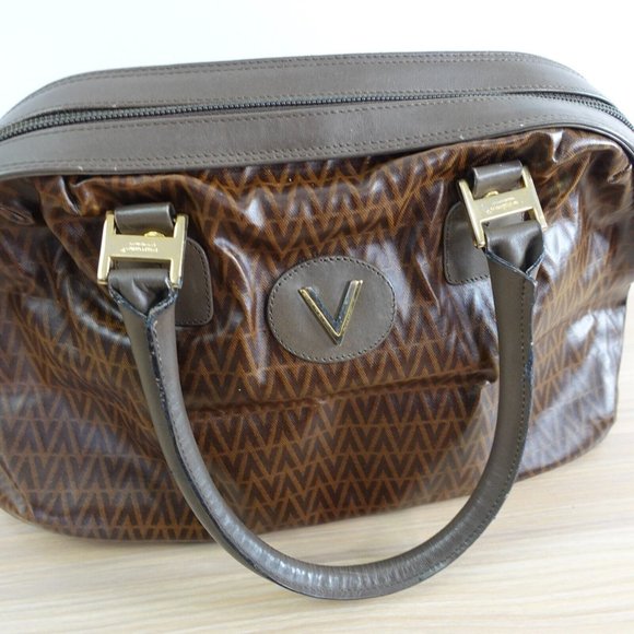 VINTAGE Valentino Bag Womens Leather Shoulder Purse Logo Handbag MARIO VALENTINO - Picture 3 of 14